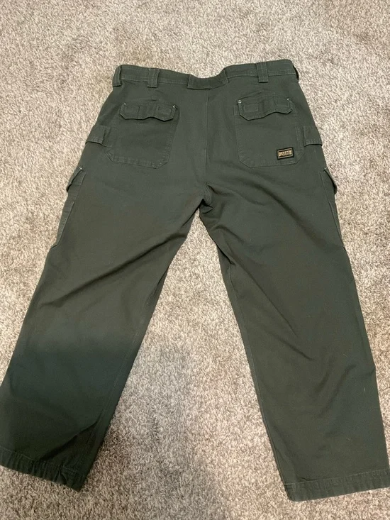 Duluth Trading Co DuluthFlex Firehose Relaxed Fit Olive Green Cargo Pants 42x30 - Picture 2 of 8